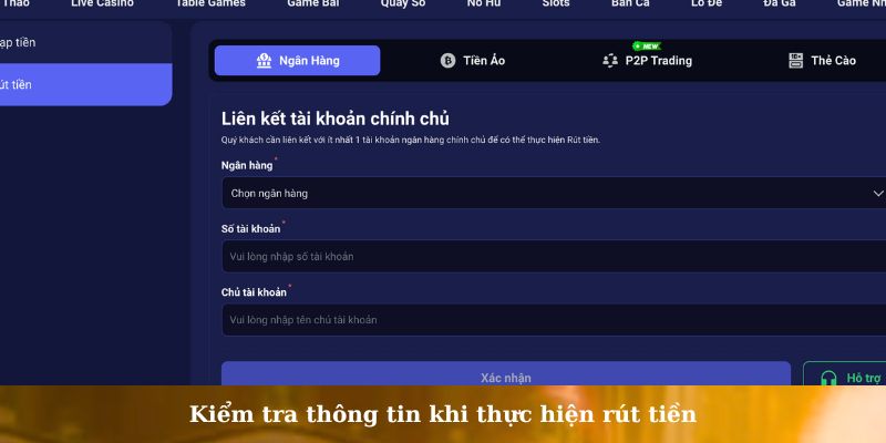 Nạp, rút tiền